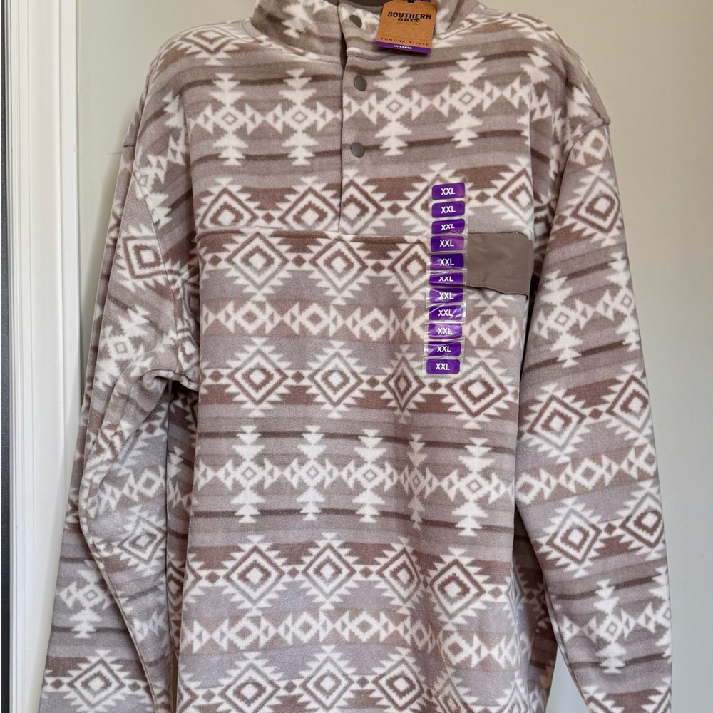Southern Grit Aztec Pattern Fleece 1/4 Snap Pullover Jacket Size XXL New Tags